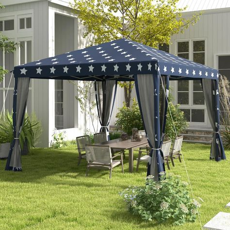 Amazon.com : Outsunny 10' x 10' Pop Up Canopy Tent with Netting, Instant Gazebo, Ez up Screen House Room with Carry Bag, Height Adjustable, for Outdoor, Garden, Patio, American Flag : Patio, Lawn & Garden Canopy Tent Outdoor, Gazebo Tent, Screen House, Instant Canopy, Canopy Shelter, Pop Up Canopy Tent, Gazebo Canopy, Event Tent, Patio Gazebo