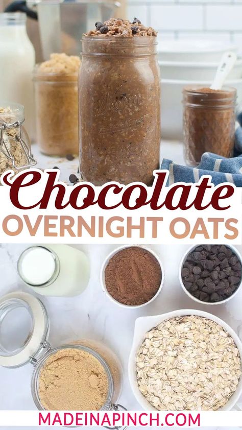 Overnight Oats Kids Will Eat, Healthy Chocolate Overnight Oats, Easy Chocolate Overnight Oats, Chocolate Oats Breakfast, Overnight Oats Healthy Chocolate, Chocolate Overnight Oats Recipe, Choc Overnight Oats, Dark Chocolate Overnight Oats, Chocolate Shell Overnight Oats