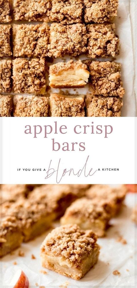 Recipe For Apple Crisp, Apple Crisp Bars, Apple Bar Recipes, Apple Crisp Bars Recipe, Homemade Apple Crisp, Crisp Desserts, Apple Pie Recipe Homemade, Ice Cream For Breakfast, Apple Pie Bars