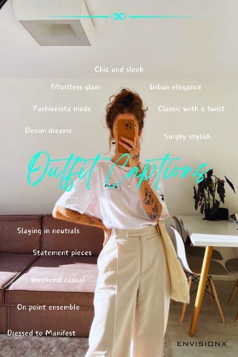 Aesthetic Outfit Captions, Captions For Our Own Pics, Casual Outfits Caption, Casual Quotes For Instagram, Classy Outfit Captions For Instagram, Glam Instagram Captions, Creative Captions For Instagram Posts, Manifest Captions, Chic Instagram Captions