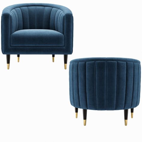 Fluted Velvet Occasional Chair - 3D Model for VRay, Corona Tub Chairs Ideas, Single Chair Design, Bed Room Chair, Sofa Chair Design, Modern Living Room Sofa Set, Bedroom Chair Ideas, Velvet Occasional Chair, Modern Sofa Chair, Green Sofa Living Room