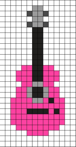 Pixel Art Pattern Easy Cute Simple, Pretty Pixel Art, Perler Bead Patterns Guitar, Electric Guitar Pixel Art, Grunge Pixel Art, Guitar Pixel Art, Tiny Pixel Art, Pixlr Art Hello Kitty, Goth Pixel Art