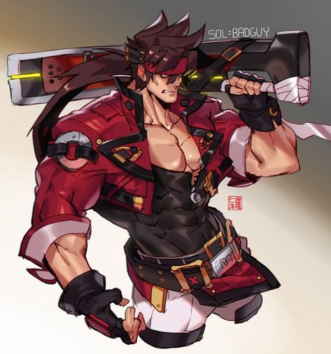 Guilty Gear Sol Badguy, Sol Badguy, Character Reference Sheet, The Guilty, Guilty Gear, Anime Sketch, Animal Crossing, New Outfits, Game Art