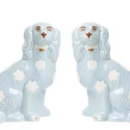 Page Pale Blue Large Staffordshire Pair of Dogs | Dashing Trappings Grandmillenial Style, Porcelain Dog, The Enchanted Home, Staffordshire Dog, Enchanted Home, Dog Statue, Bungalow Rose, Large Dogs, White Porcelain