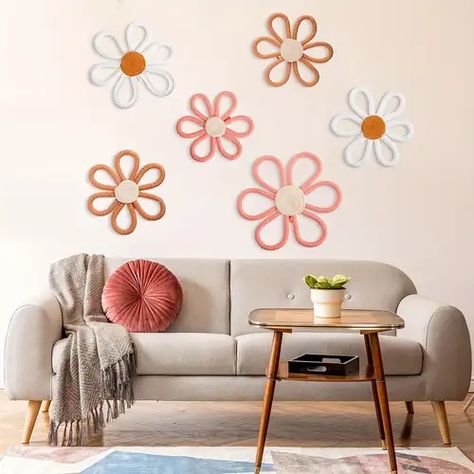 Temu | Explore the Latest Clothing, Beauty, Home, Jewelry & More Diy Flower Wall Art Decor, Nursery Daisy, Nursery Apartment, Flowers Shapes, Daisy Decor, Flower Wall Art Decor, Wall Decor Bohemian, Bohemian Nursery, Dorm Wall Art