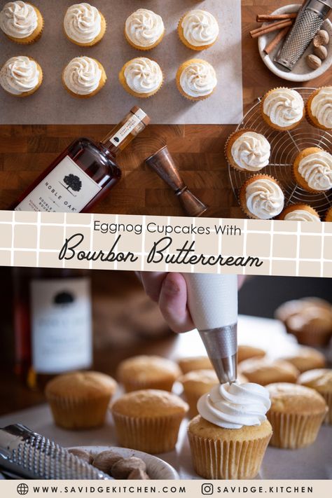 I swear to god, I don’t bake. But the bourbon keeps insisting that it should be in desert… who am I to deny the bourbon what it wants? The bourbon buttercream frosting is really where it’s at in this recipe. I think it would be wonderful on all kinds of cupcakes, but ‘tis, the season, so eggnog it is! Go to savidgekitchen.com for the full recipe and get baking! Alcoholic Frosting Recipes, Boozy Buttercream Frosting, Bourbon Buttercream Frosting, Cupcakes With Alcohol, Rum Buttercream Frosting, Bourbon Whipped Cream Recipe, Whiskey Buttercream, Bourbon Cream Cheese Frosting, Chocolate Combinations