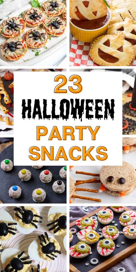 23 Halloween Party Snacks Halloween Party Snacks, Party Snack Food, Last Minute Halloween, Spooky Halloween Party, Snacks Recipes, Halloween Recipes, Party Snacks, Finger Food, Spooky Halloween