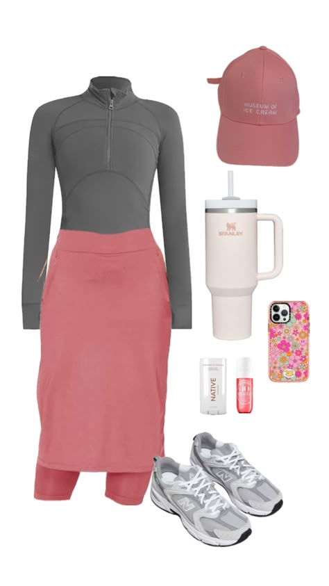 #Fallfashion#modestfashion#beigeaesthetic#denimmidiskirt#longjeanskirt #modestoutfit #neutralsaesthetic #ad #fallfit #midijeanskirt #midiskirt #winterfashion #winteroutfit #athleticmidi skirt Fits With Skirts, Sport Skirt Outfit, Modest Workout Clothes, Modest Gym, Modest Workout, Modest Gym Outfit, Skirt Outfits Aesthetic, Modest Outfit Ideas, Modesty Outfits