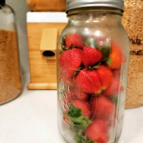 Strawberries in a Jar - How to Keep Strawberries Fresh for 3 Weeks Strawberries In Glass Jar, Mason Jar Berry Storage, Mason Jar Strawberry Storage, Store Strawberries In Mason Jar, Store Fruit In Mason Jars, How To Keep Strawberries Fresh In Fridge, How To Store Strawberries In Mason Jar, Strawberries In Mason Jars Storage, Storing Strawberries In Mason Jar