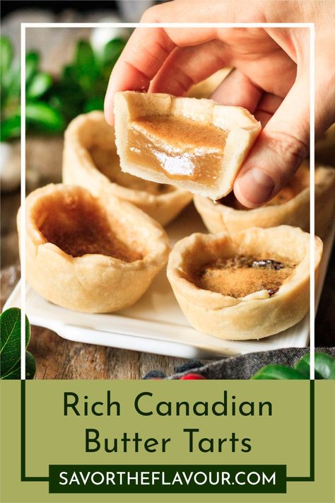 This easy recipe for Canadian butter tarts shows you how to make this amazing dessert. This old fashioned treat has a buttery filling, crisp pastry, and juicy raisins. These gooey butter tarts are sure to be a favorite with family and friends! Puff Pastry Butter Tarts, Butter Tart Filling, Canadian Butter Tarts, Canadian Recipes, Butter Tart, Gooey Butter, Tart Filling, Butter Tarts, Canadian Food