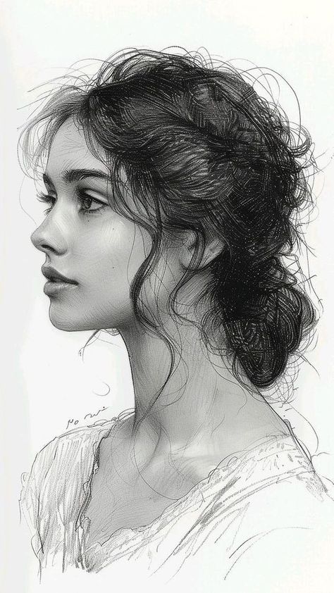 Portrait Drawing Tips, Pencil Sketch Portrait, Pencil Portrait Drawing, Profile Drawing, Realistic Sketch, Design Portrait, Pencil Sketch Images, Sketches Of People, Beautiful Sketches