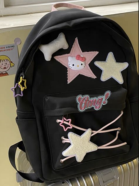 hello kitty alt stargirl Hello Kitty School Bag, Gothic Backpacks, Hello Kitty School, Stylish School Bags, Hello Kitty Clothes, Hello Kitty Bag, Backpack Decoration, Cute School Supplies, Hello Kitty Items