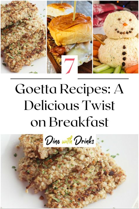 Collage of 4 goetta recipes. Goetta Breakfast Casserole, Goetta Recipe Cincinnati, Homemade Goetta Recipe, Goetta Recipes, Goetta Breakfast, Beef And Noodles, Egg Breakfast, Breakfast Brunch Recipes, Breakfast Casserole