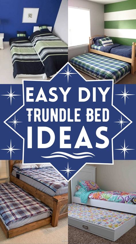 15 DIY Trundle Bed Ideas You Can Make Easily How To Build A Trundle Bed Frame, Diy Twin Trundle Bed Frame, Diy Daybed With Trundle, Diy Pull Out Bed, Diy Trundle Bed, Trundle Beds Diy, Diy Trundle, Trundle Bed Ideas, Diy Twin Bed Frame