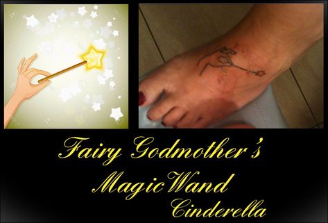 Updated pic of my tatt and inspiration pic Godmother Tattoo Ideas, Godmother Tattoo, Magic Wand Tattoo, Tattoo Ideas Meaningful, Wand Tattoo, Fairy Godmother, Magic Wand, Godmother, Tattoo Sketches