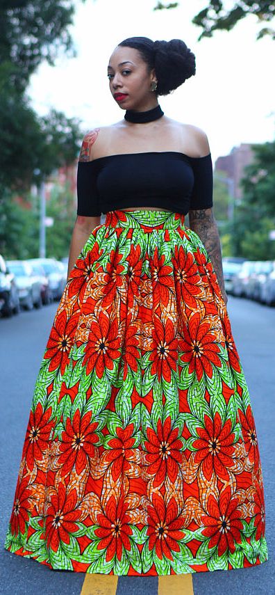 Shakara African print maxi skirt. This beautiful maxi skirt is made of 100%… African Maxi Skirt, African Print Maxi Skirt, Afrocentric Fashion, Ethno Style, African Skirts, African Inspired Clothing, Wearing Jewelry, Print Maxi Skirt, Wax Fabric