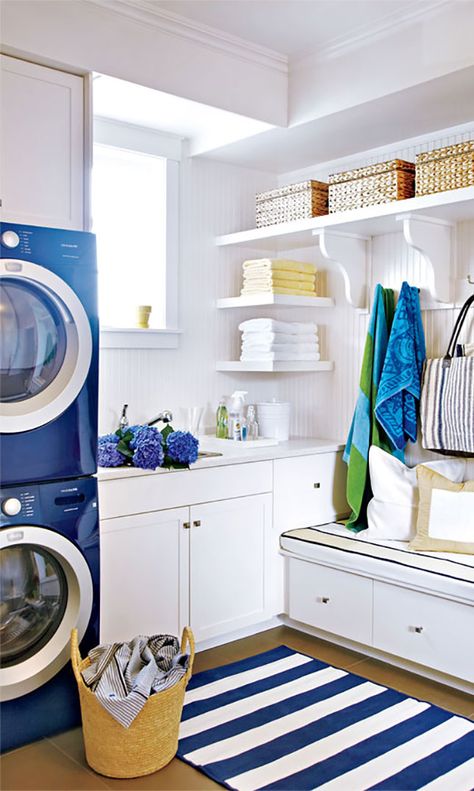 20 Swoon-Worthy Laundry Rooms Laundry Room Decorating, Stylish Laundry Room, Dream Laundry Room, Herringbone Backsplash, Laundry Room Inspiration, Small Laundry Room, Laundry Room Storage, Laundry Mud Room, Laundry Room Organization