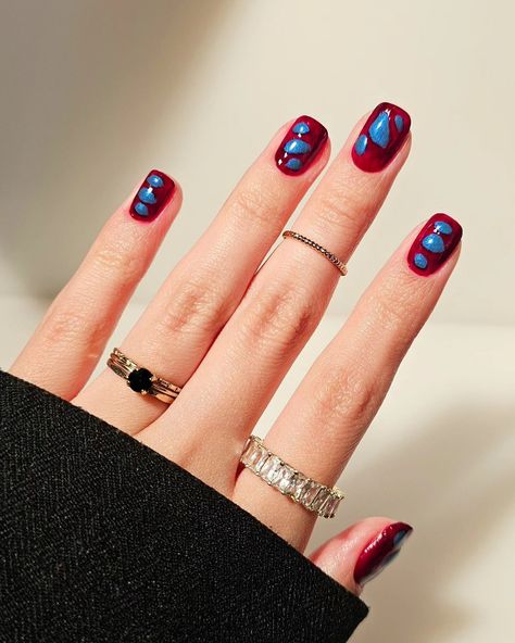 dragon eggs! I've been missing with the naming of my nail looks lately 😅🥚 Ft. @bkind.products Pinot Meow*, Foolish Games*, Top Coat*, Cuticle Oil* Code TSIBSNAILS for 15% off! *affiliate #burgundy #grungenails #shortnails #spookyseason #webs #halloweennails #autumn #autumnal #nailinspo #squarenails #spookynails #blue #torontonails #nailinspo #naturalnails #wine #nailstagram #winternails #easynailart Short square squoval natural nails. Get ready with me. Spooky halloween inspired nails. Bu... Short Dragon Nails, Halloween Inspired Nails, Dragon Nails, Dragon Eggs, Grunge Nails, Minimal Nails, Inspired Nails, Nail Looks, Dragon Egg