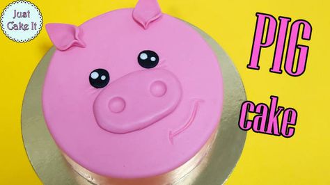 Easy pig cake - CakesDecor Piggy Cake, Kids Cake Toppers, Pig Cake, Fondant Cake Toppers, Just Cakes, Cake Decorating Tutorials, Vegan Cake, Cake Tutorial, Cake Decorating Techniques