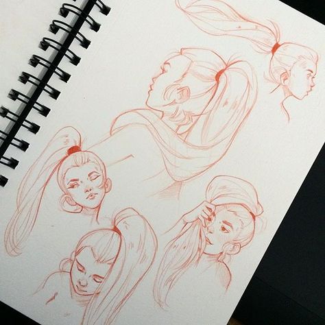 Ponytails ✨✨✨ just some practice from my sketchbook.  .  #mysketchbook #sketching #ponytail #ponytails #drawing #drawinghair #drawinggirls #artistsofinstagram #sketchdump #pencildrawing Ponytails Drawing, Lion Photoshoot, Hairstyle Drawings, Ponytail Drawing, Digital Hair, Logo Board, Artist Ideas, Drawing Superheroes, Cartoon Eyes Drawing