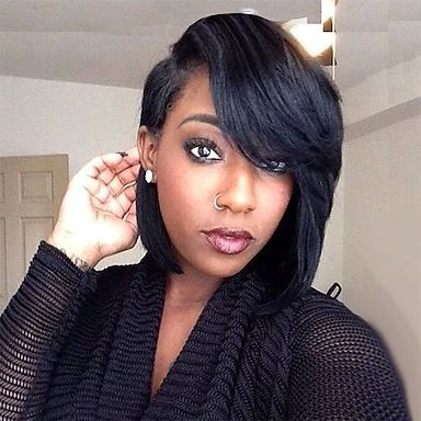 Hair Goal, Cut Life, African American Wigs, Side Bangs, Bob Hair, Penteado Cabelo Curto, Real Hair, Relaxed Hair, Short Cut