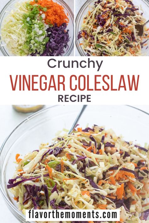 Vinegar Coleslaw Recipe, Vinegar Based Coleslaw Recipe, Quick Coleslaw, Tangy Coleslaw, Healthy Coleslaw Recipes, Vinegar Coleslaw, Healthy Coleslaw, Cabbage Carrot, Coleslaw Recipe Easy