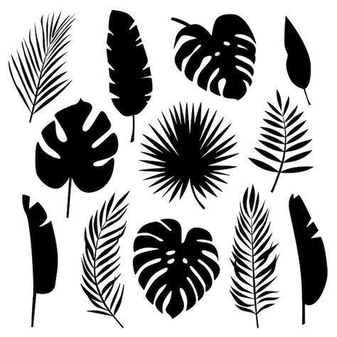 Leaf Illustrations, Leaf Clipart, Leaf Illustration, Leaves Vector, Clipart Black And White, Banana Leaf, Free Vector Graphics, Palm Leaf, Pyrography