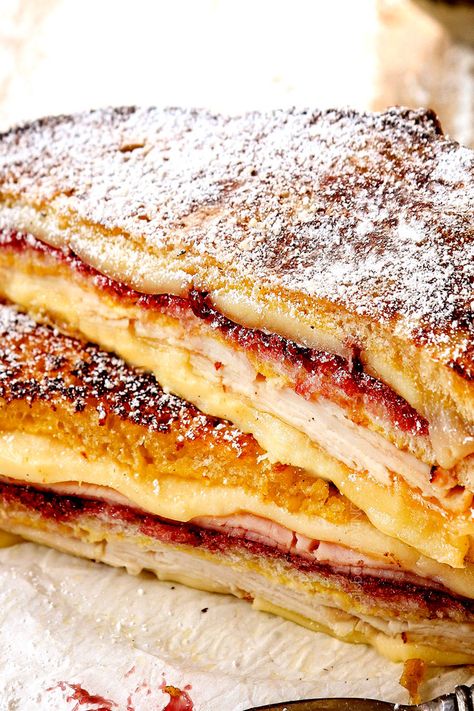 Best Monte Cristo Sandwich Recipe, Monte Cristo Recipe, Monte Cristo Sandwich Recipe, Sandwich Recipe Videos, Monte Cristo Sandwich, Dry Bread, Carlsbad Cravings, Monte Cristo, Puff Pastry Recipes