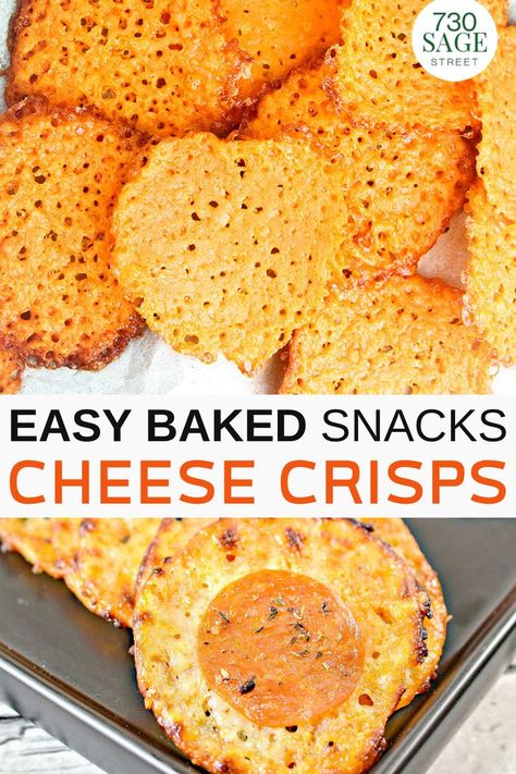 These easy-baked cheese crisps are the perfect snack to satisfy your food cravings in just 10 minutes flat. They are super easy to make, customizable, inexpensive, and great for snacking. Baked Cheese Crisps, Ranch Seasoning Recipes, Homemade Cheese Crackers, Diy Cheese, Cheese Chips, Cheese Crisps, Keto Cheese, Cheese Snacks, Baked Cheese