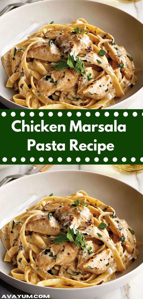 Indulge in a simple yet flavorful Chicken Marsala Pasta. Featuring sautéed chicken, mushrooms, and a rich sauce, this recipe brings together comforting ingredients for a satisfying meal that’s easy to prepare. Creamy Chicken Marsala Pasta, Chicken Marsala Pasta Recipe, Chicken Marsala Pasta, Creamy Chicken Marsala, Marsala Pasta, Chicken Marsala Recipe, Chicken Marsala Easy, Marsala Sauce, Chicken And Mushrooms