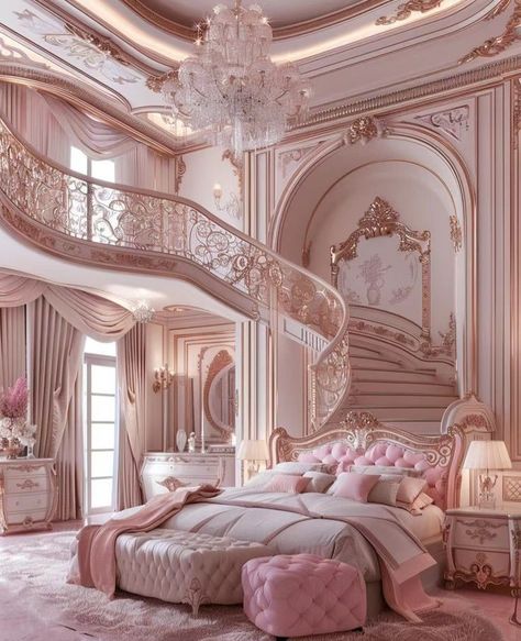 Rich Modern Bedroom, Luxury Mansions Interior Bedroom, Big Bedroom Ideas Dream Rooms, Dream Bedroom Master Romantic, Dominique Core, Luxe Bedroom Design, Fancy Rooms, Grand Bedroom, Royal Bedroom Design