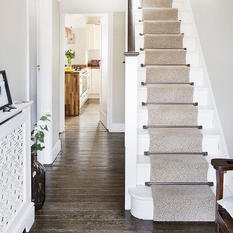 Be inspired by this characterful 1940s semi-detached home in Hertfordshire | Ideal Home 1930s Semi Detached House, 1930s House Renovation, Hallway Pictures, White Hallway, 1940s Home, Escalier Design, Modern Entrance, 1930s House, Hallway Designs