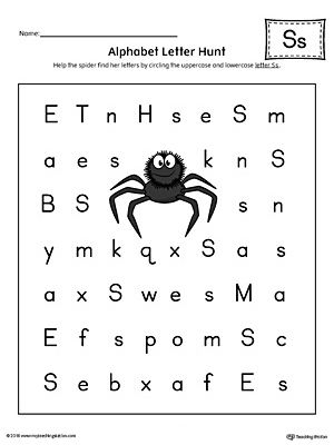 Alphabet Letter Hunt: Letter S Worksheet (Color) Alphabet Letter Hunt, Letter Hunt, Letter S Worksheets, Letter A Words, Worksheet Preschool, Printable Alphabet Worksheets, Numbers Worksheet, Writing Practice Worksheets, Alphabet Kindergarten