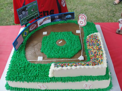 Baseball Field Cake, Baseball Theme Cakes, Baseball Birthday Cake, Baseball Birthday Cakes, Comerica Park, Baseball Cake, Baseball Theme Party, Park Birthday, Sport Cakes