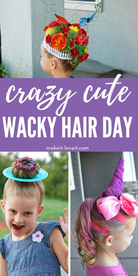 Wacky Hair Day idea for you to consider doing for wacky hair day at the school. Crazy cute ideas that will be a hit for you child and school. #wacky #hair #day #crazyhair #school #day #howto #guide #hairidea #ideas Whacky Hair Day, Crazy Hair For Kids, Wacky Hair Day, Hairstylist Quotes, Wacky Hair Days, Crazy Hair Day, Wacky Hair, Crazy Hair Day At School, Easter Hair Bow