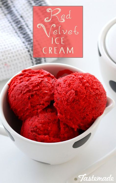 Creamy, no churn ice cream in a smooth red velvet flavor! Homemade ice cream is the best, taste for yourself! Red Ice Cream, Red Velvet Ice, Red Velvet Ice Cream, Red Velvet Flavor, Churn Ice Cream, No Churn Ice Cream, Ice Cream Popsicles, Food Accessories, Ice Cream Recipe