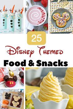 Discover 25 Disney Themed Food Snacks that work great for treats at home or party food! Disney Party Foods, Disneyland Desserts, Disney Dessert Recipes, Disney Movie Night Food, Treats And Sweets, Disney Themed Food, Disney Movie Night Dinner, Theme Snack, Disney Dishes