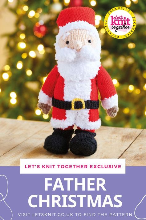 Christmas Toy Knitting Patterns, Knitted Santa, Christmas Knitting Patterns Free, Christmas Knitting Patterns, Father Christmas, Christmas Toys, Christmas Knitting, Christmas Pattern, Knitting Patterns Free