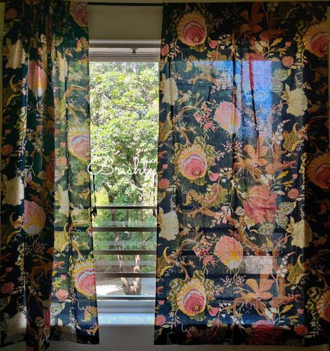 Curtains With Tie Backs, Botanical Curtains, Eclectic Curtains, Bold Curtains, Rideaux Shabby Chic, Rideaux Boho, Curtains Boho, Cottage Curtains, Bohemian Curtains