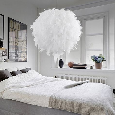 Decoration Hall, Feather Chandelier, Feather Lamp, Ikea Design, Bedroom Pendant, Pendant Light Shades, Lampe Decoration, Bedroom Ceiling, Trendy Bedroom