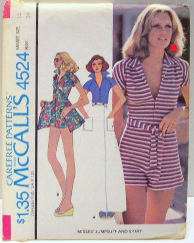 M4524 Vintage Romper Pattern, Mini Skirt Sewing Pattern, Wrap Skirt Sewing Pattern, Wrap Skirt Pattern, Jumpsuit Pattern Sewing, Vintage Romper, Wrap Skirts, Pattern Romper, Romper Pattern