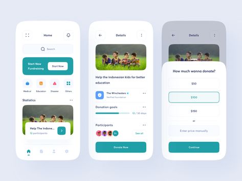 Donation App by Choirul Syafril for Keitoto on Dribbble Fundraising Campaign Design, Volunteer App, Charity App, Quran App, School Donations, App Ui Ux Design, Ux Design Mobile, Ui Ux App, Donation Page