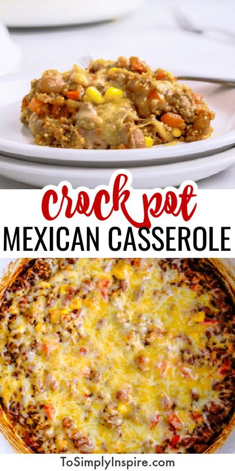 Crockpot Mexican Casserole, Casserole Crockpot Recipes, Crockpot Mexican, Crockpot Recipes Mexican, Easy Mexican Casserole, Mexican Casserole Recipe, Slow Cooker Casserole, Mexican Flavors, Crockpot Casserole