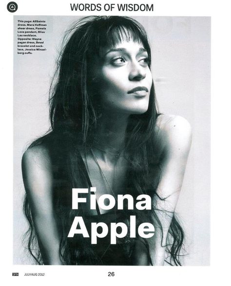 Fiona Apple es una cantautora y compositora  estadounidense. Su popularidad le vino por su álbum debut publicado en 1996 llamado Tidal, especialmente con su canción ganadora de un Premio Grammy a la mejor interpretación vocal de rock femenina. Allsaints Dresses, The Smashing Pumpkins, Float Dress, Fiona Apple, Jaime King, Dorm Posters, Production Design, Long Tank, Beautiful Music