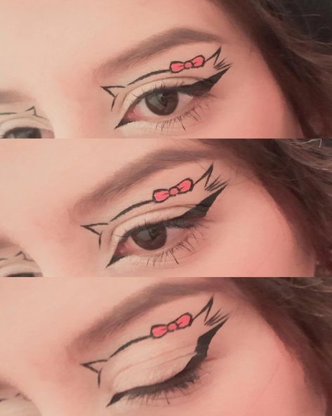 Eyeliner art 
Hello kitty eyeliner 
Makeup eyes 
Korean makeup Hello Kitty Eye Makeup, Hello Kitty Eyeliner, Anime Eyeliner, Cat Liner, Cat Eye Eyeliner, Anime Eye Makeup, Hello Kitty Makeup, Cat Eyeliner, Eyeliner Looks