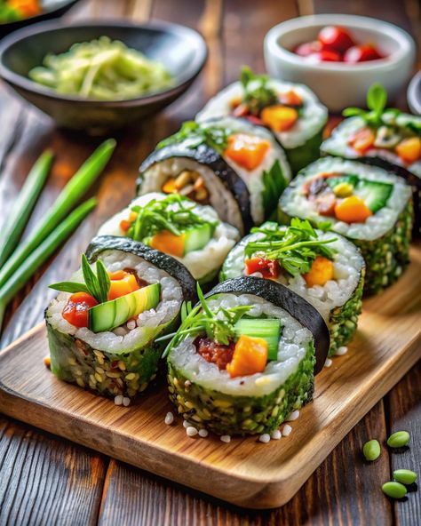 5 Easy Steps to Make Fresh Vegan Sushi Rolls Vegan Stuffed Bell Peppers, Vegan Bean Burger, Vegan Sushi Rolls, Veggie Sushi, Vegan Buddha Bowl, Vegan Wraps, Vegan Sushi, Vegan Tacos, Veggie Delight