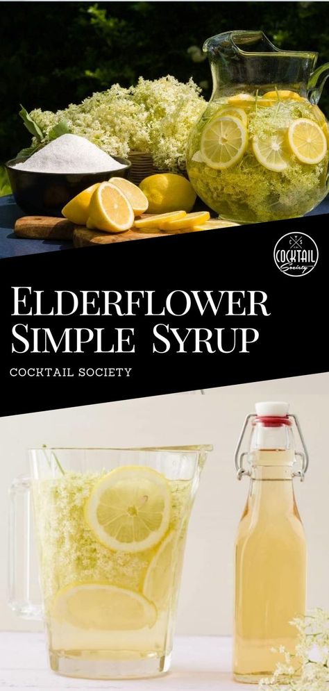 Syrup For Cocktails, Elderflower Recipes, Elderflower Syrup, Simple Syrup Cocktails, Simple Syrup Recipes, Cocktail Syrups, Floral Scents, Homemade Syrup, Flavored Syrup