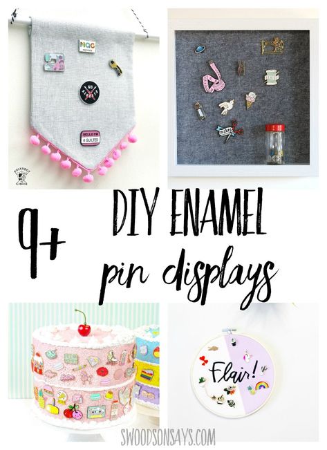 Check out this list of diy enamel pin displays! Several tutorials and inspiration for how to make a lapel pin display, perfect for showing off your flair. #enamelpin #crafts #diy #lapelpin #sewing Enamel Pin Display Ideas, Diy Enamel Pin, Pin Display Ideas, Enamel Pins Diy, Pin Collection Displays, Make Enamel Pins, Enamel Pin Display, Sewing Spaces, Pin Display