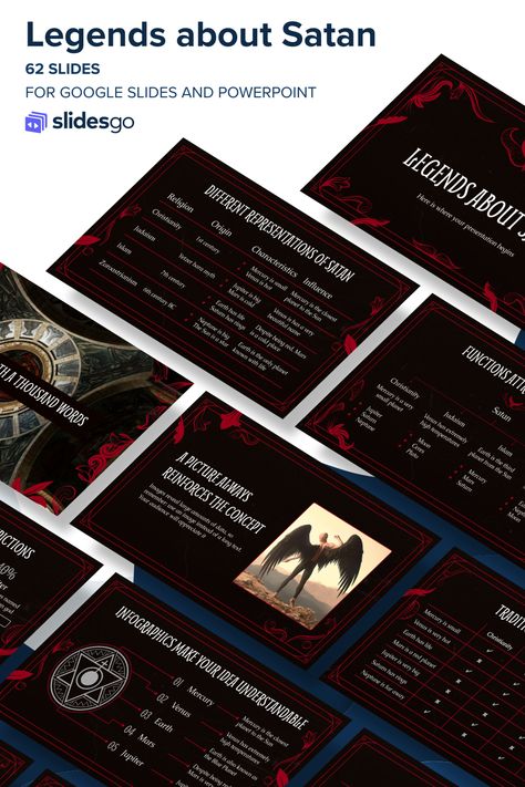 Legends about Satan Dark Powerpoint Template, Dark Ppt Template, Red Goth, Presentation Slides Design, Dark Evil, Small Planet, Slides Design, Exhibition Art, Power Point Template