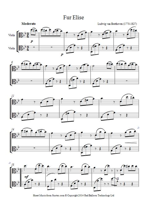 Viola Music Easy, Free Viola Sheet Music, Alto Clef Sheet Music, Viola Music Sheets, Viola Sheet Music Alto Clef, Viola Songs, Viola Notes, Fur Elise Sheet Music, Sheet Music For Flute